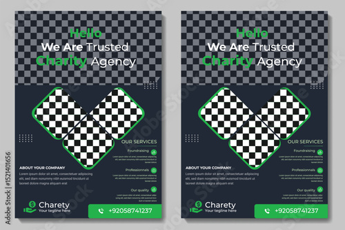 Charity flyer template with kids' book donation brochure cover ad design