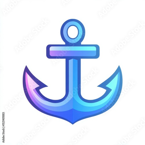 Bright blue anchor illustration on a white background, symbolizing stability and maritime themes