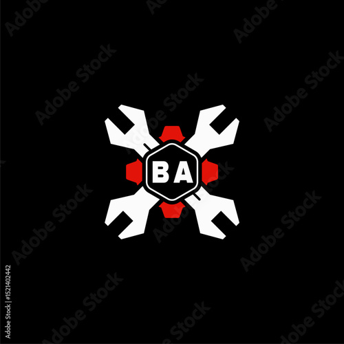 BA Initials Vektor Stok Otomotif Logo Design