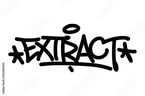 Vector graffiti tag of “Extract” in bold black. Clean street-style lettering with urban edge. Perfect for cannabis concentrate themes, hip hop design, and modern vector graffiti art.