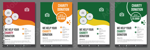 Charity flyer template with kids' book donation brochure cover ad design