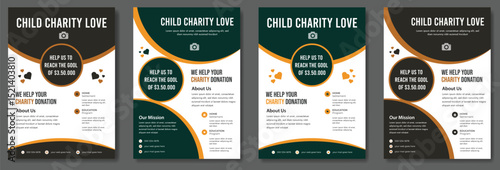 Charity flyer template with kids' book donation brochure cover ad design