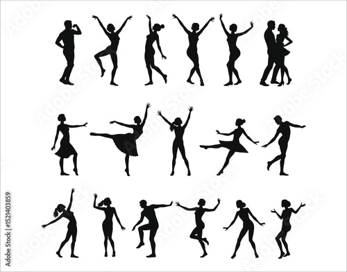 Stylish Dance Silhouette Vector Set – Flat Design