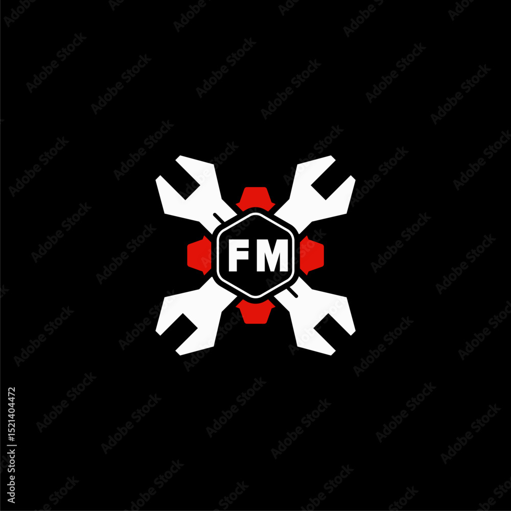 Fototapeta premium FM Initials Vektor Stok Otomotif Logo Design