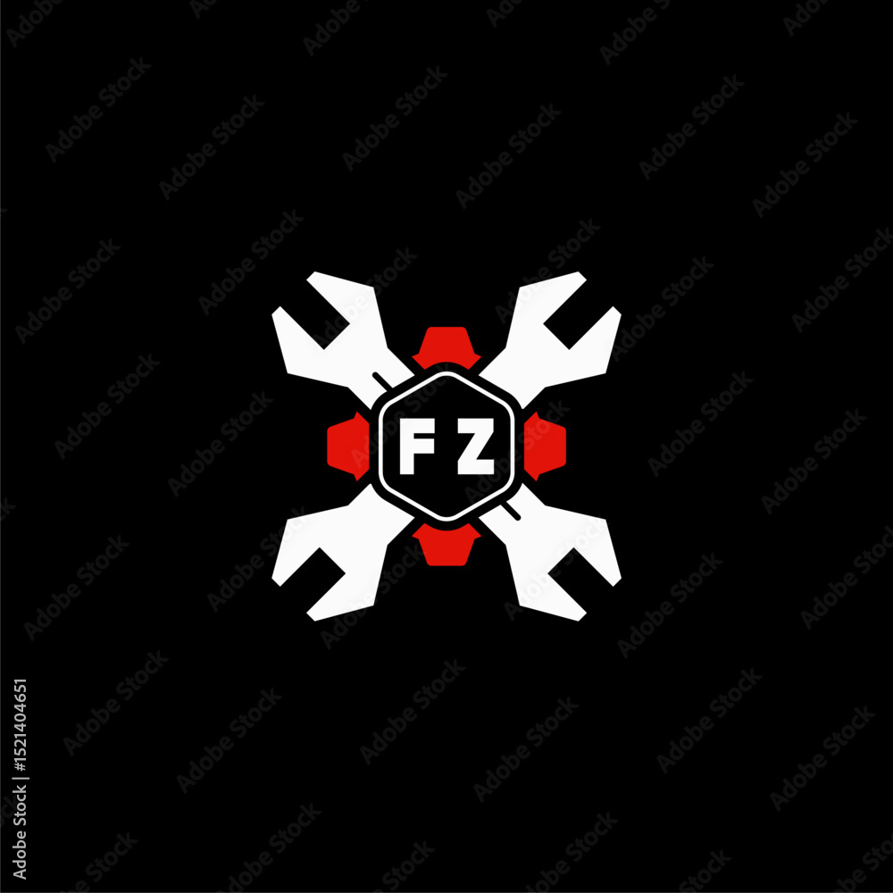 Fototapeta premium FZ Initials Vektor Stok Otomotif Logo Design