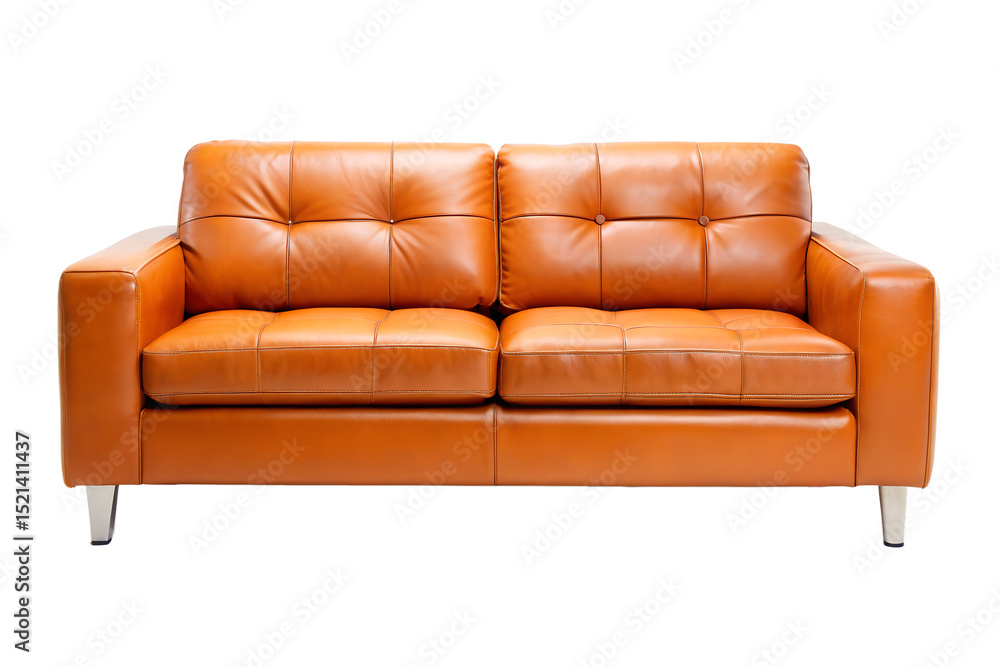 Fototapeta premium red leather sofa on transparent background