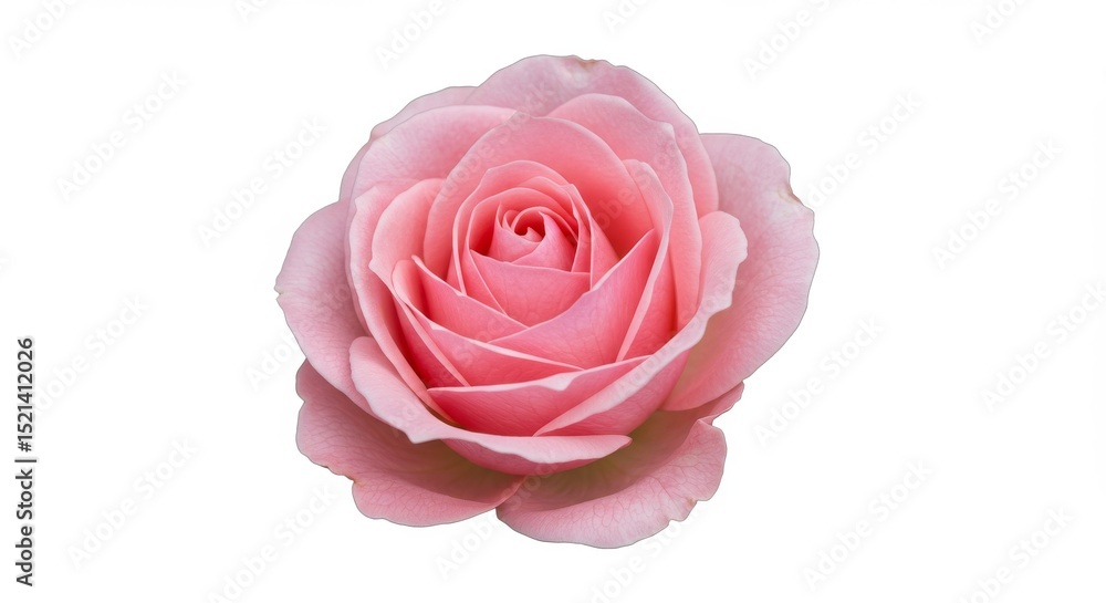 Pink Rose Bloom Isolated - A single, perfectly formed pink rose blossom isolated on a white background. Ideal for Valentine's Day, Mother's Day, or wedding designs Pink Rose Bloom Isolated - A single, perfectly formed pink rose blossom isolated on a white background. Ideal for Valentine's Day, Mother's Day, or wedding designs
