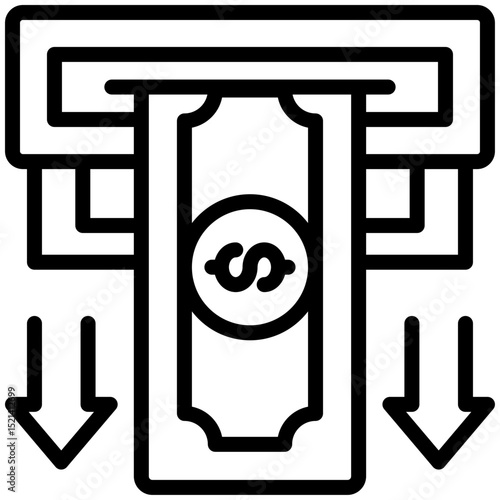 Cash withdrawal icon for digital nomad, website, application, printing, document, poster design, etc