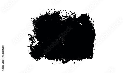 Paint brush. Black ink grunge brush stroke. Vector paintbrush. Grunge design element. Painted ink stripe. Creative isolated spot. Ink smudge abstract shape stain