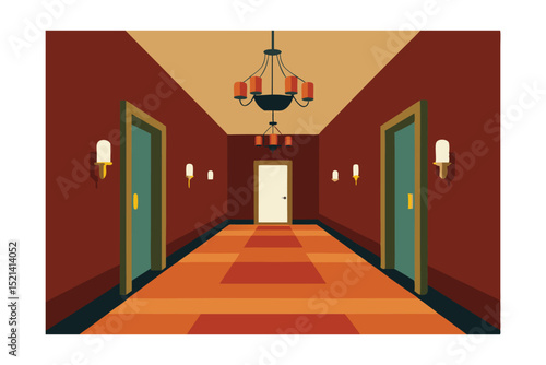 vector illustration of a red corridor