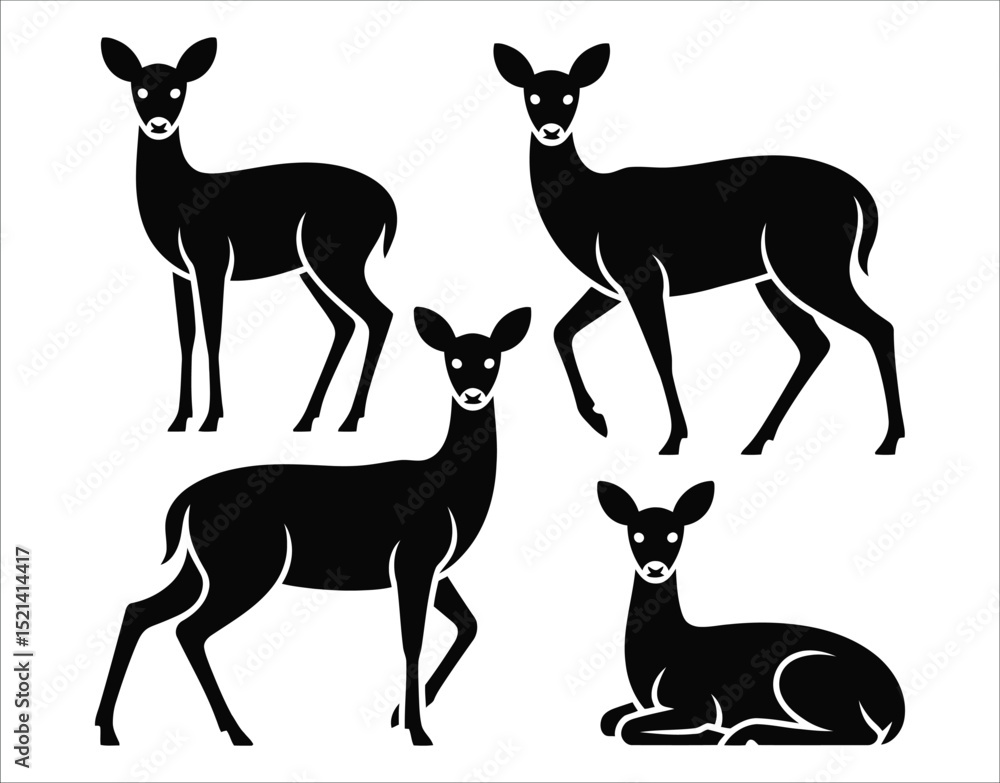Isolated Deer Silhouettes – Professional Vector Design Isolated Deer Silhouettes – Professional Vector Design