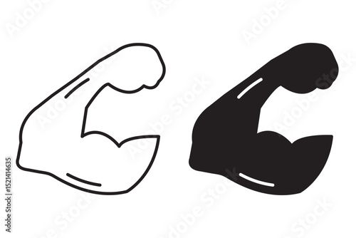 Muscle icon. Bicep symbol. Strong arm vector illustration. Gym logo. Bodybuilding fitness concept. Athlete flexing hand sign. Logo of fitness, workout, bodybuilder. 