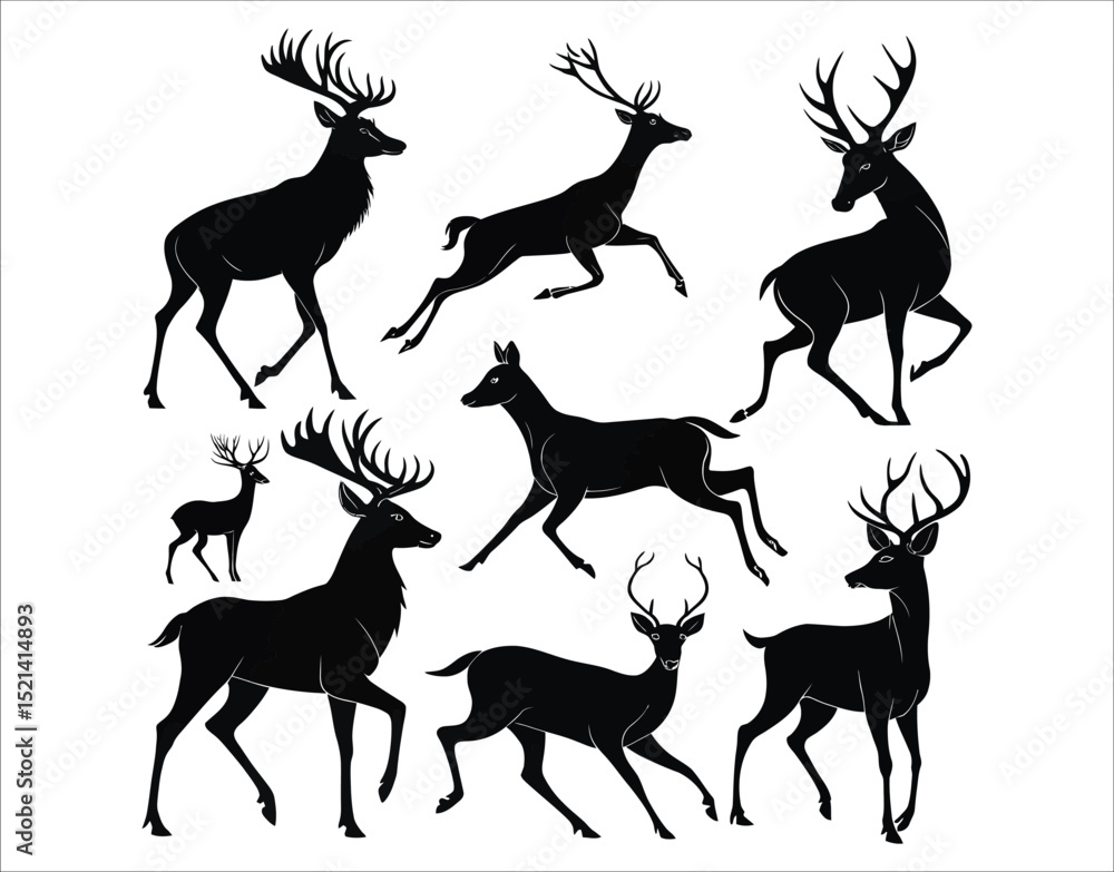 Fototapeta premium Sleek Deer Silhouettes for Graphic Design Projects