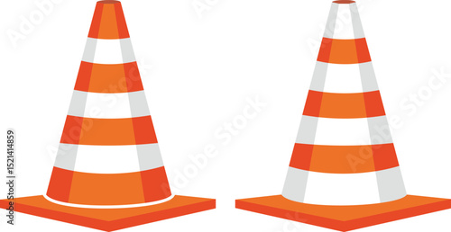 vector icon of a traffic cone with orange and white stripes, perfect for road safety, alerts, and construction zone illustrations.