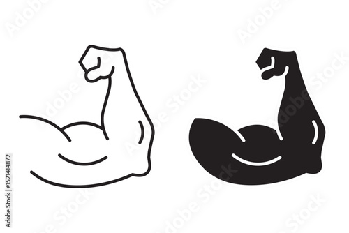 Muscle icon. Bicep symbol. Strong arm vector illustration. Gym logo. Bodybuilding fitness concept. Athlete flexing hand sign. Logo of fitness, workout, bodybuilder. 