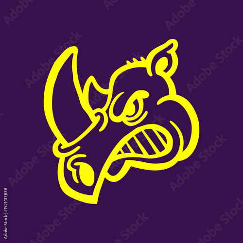 Rhino Horns Animal trendy artwork lovely abstract vector illustration colorful applied design