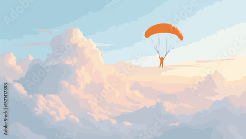 Skydiving Adventure – Paragliding in Sunset Clouds
