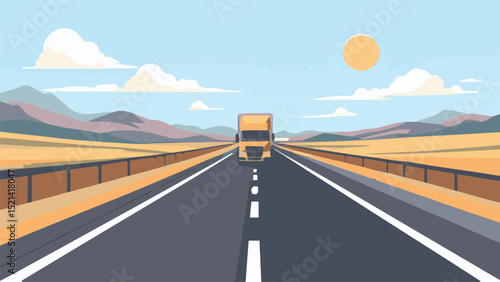 Cargo Truck on Open Road – Logistics and Delivery Scene
