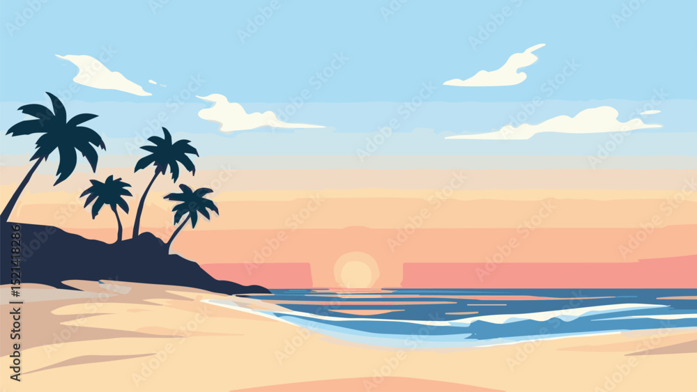 Obraz premium Tropical Beach Sunset – Peaceful Vacation Background 