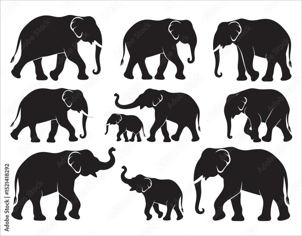 Naklejka premium Elephant Vector Isolated on White