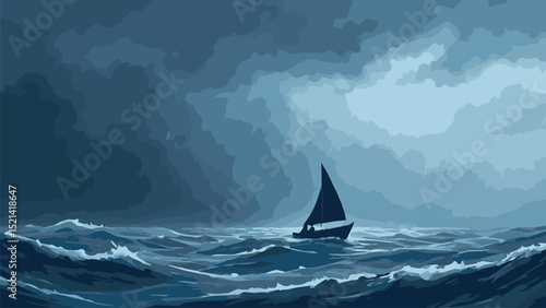 sailboat on the sea during storm