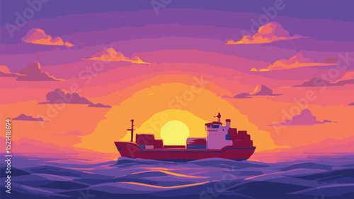 Cargo Ship on Sea 
