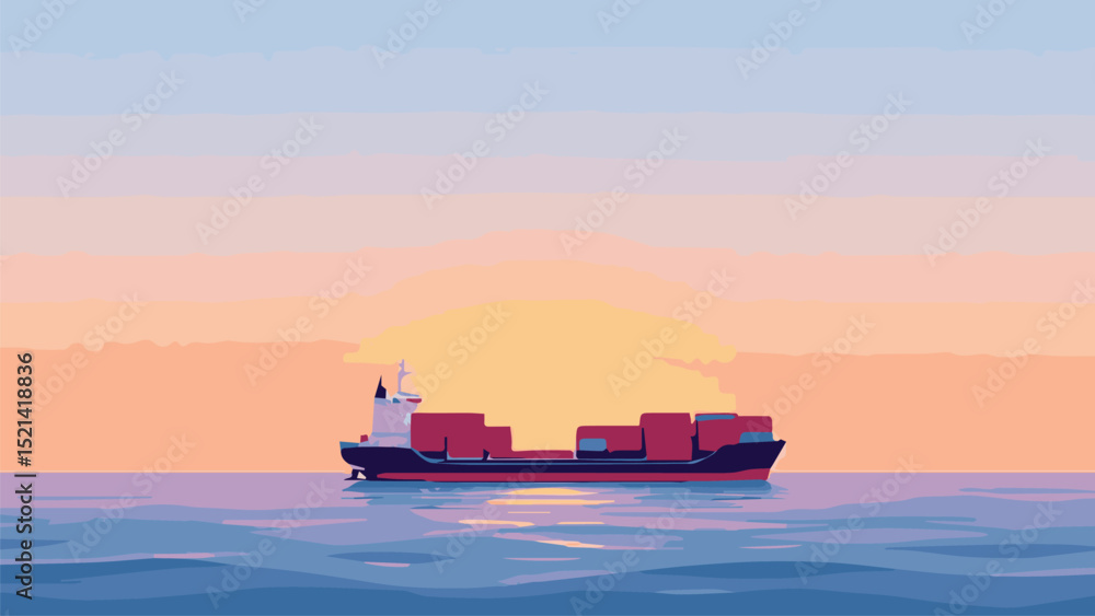 Obraz premium cargo ship at sunset