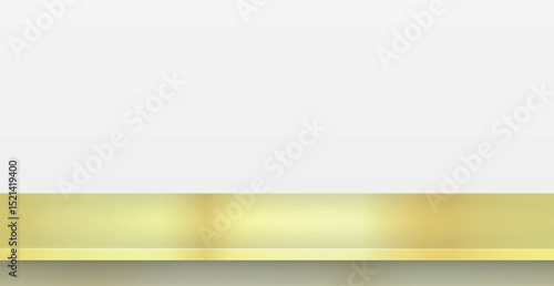 Gold metal table top on white panoramic background, promotional web template - Vector illustration