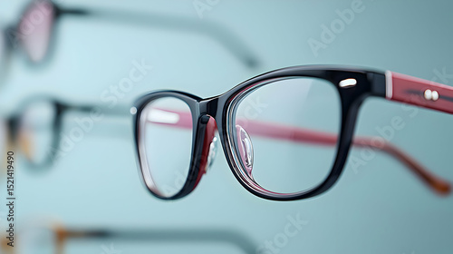 Stylish Black And Red Eyeglasses Display