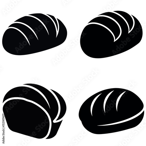 Simple Illustration of Four Loaves of Bread on a White Background