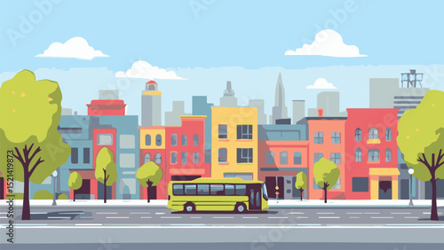 vector illustration of city street downtown
