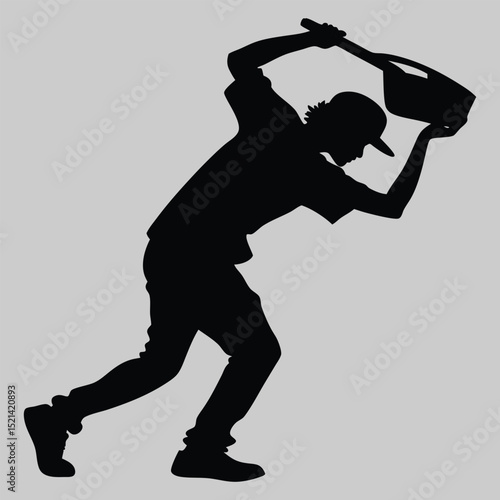 a person ducking under something silhouette vector design art and illustration