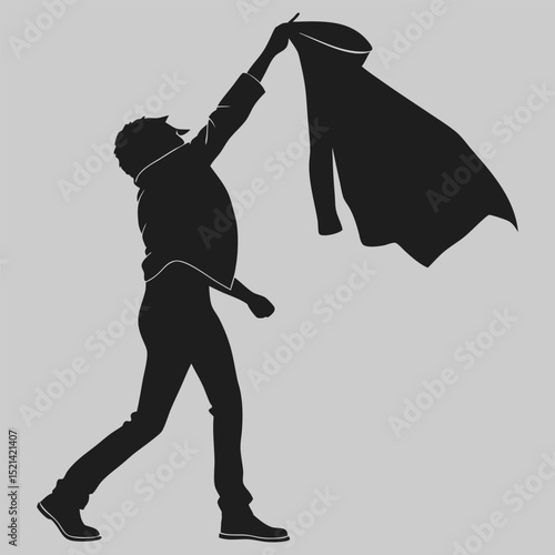 a person taking off a coat silhouette vector design art and illustration