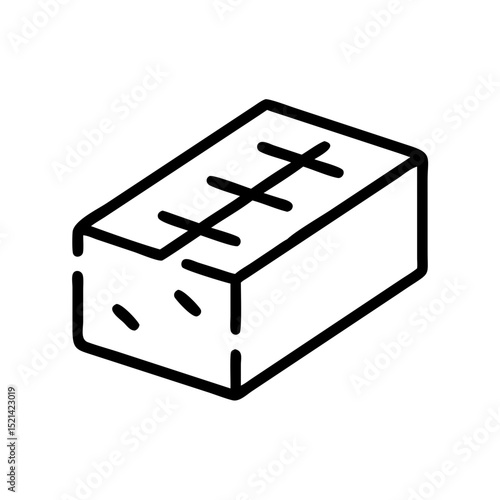 Concrete block icon in line art style for construction use  