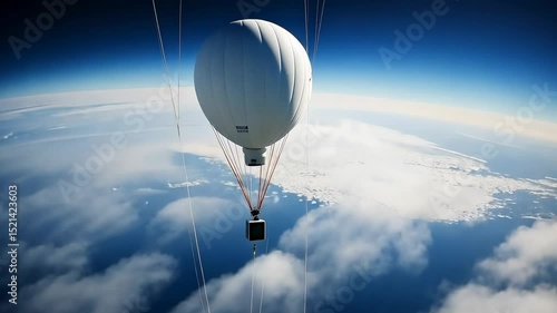 High-altitude balloon over icy landscape