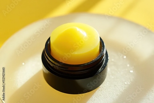 Yellow Moisturizer and Serum Combo on Wooden Surface with Green Background