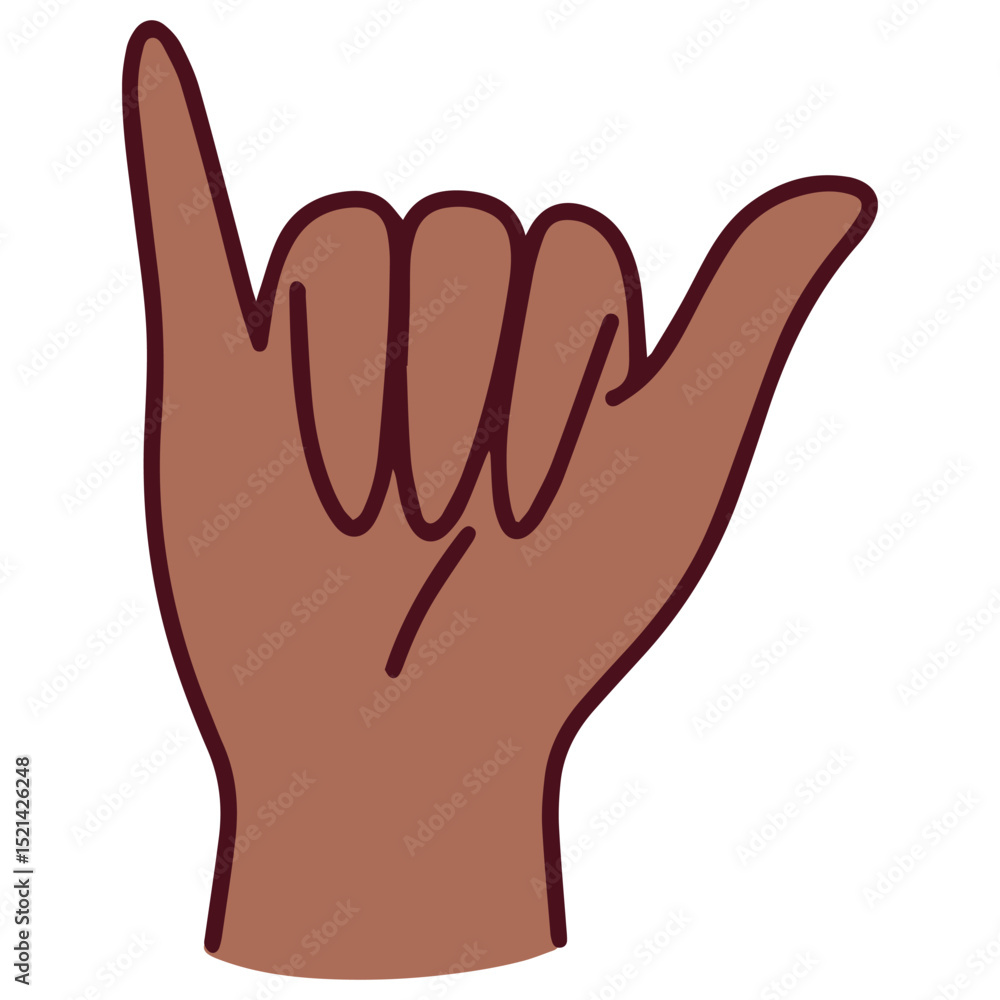 Fototapeta premium Chinese number 6 hand gesture made with brown hand by curling index finger downward, part of Mandarin numeric gesture system