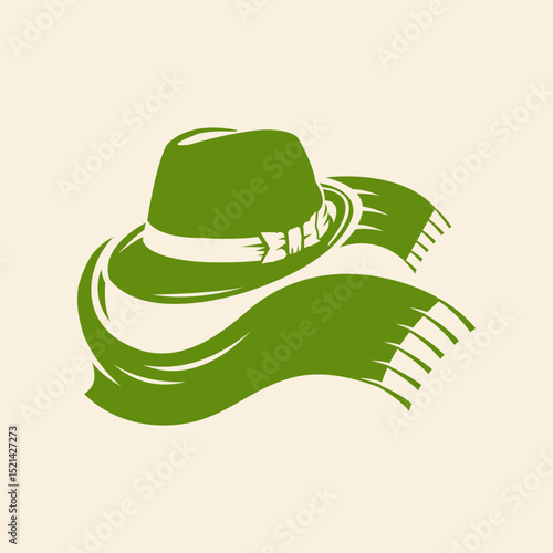 Hat with scarf trendy artwork cute abstract vector illustration colorful applied design