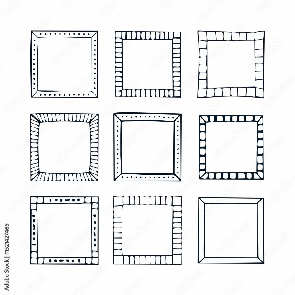 Vector set of hand drawn cut out style square frames and borders - abstract design elements for decoration or logo design templates, prints, placards Vector set of hand drawn cut out style square frames and borders - abstract design elements for decoration or logo design templates, prints, placards