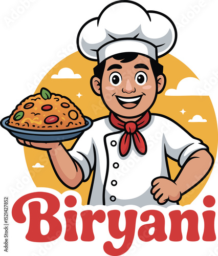 Happy Chef with Delicious Biryani