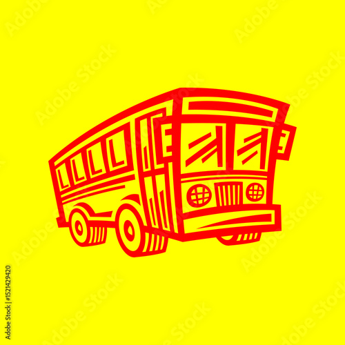 City bus trendy artwork gorgeous abstract vector illustration colorful applied design