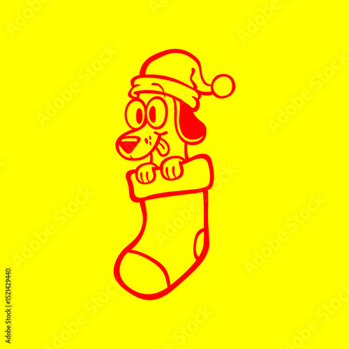 Dog Santa Hat trendy artwork gorgeous abstract vector illustration colorful applied design