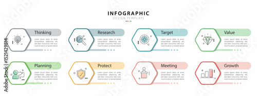Timeline Creator infographic template. 8 Step timeline journey, calendar Flat simple infographics design template. presentation graph. Business concept with 8 options, gantt vector illustration.