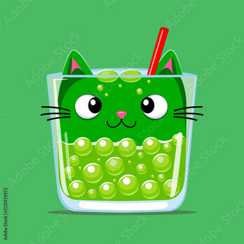 Summer cocktail with green kitten