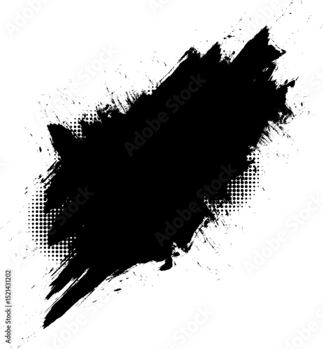 black brush painting banner label grunge graphic element
