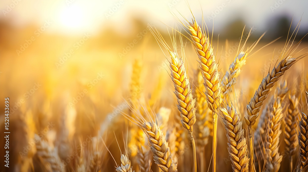 Fototapeta premium Golden Wheat Field At Sunset