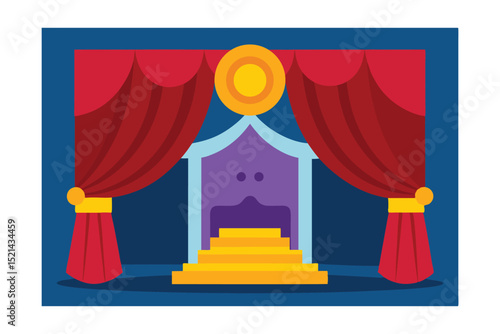 red velvet curtain with gold ribbon