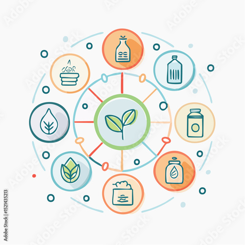 Vector simple line icons and illustration, eco, bio and organic packaging badges, ecological, environment friendly and sustainable development, eco and ocean friendly, plastic free
