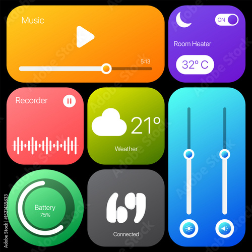 Colorful Smart Device UI Elements Set