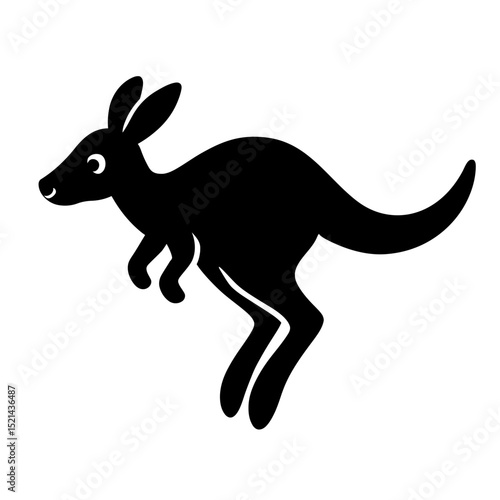 Cute Kangaroo Silhouette Icon in Jumping Pose
